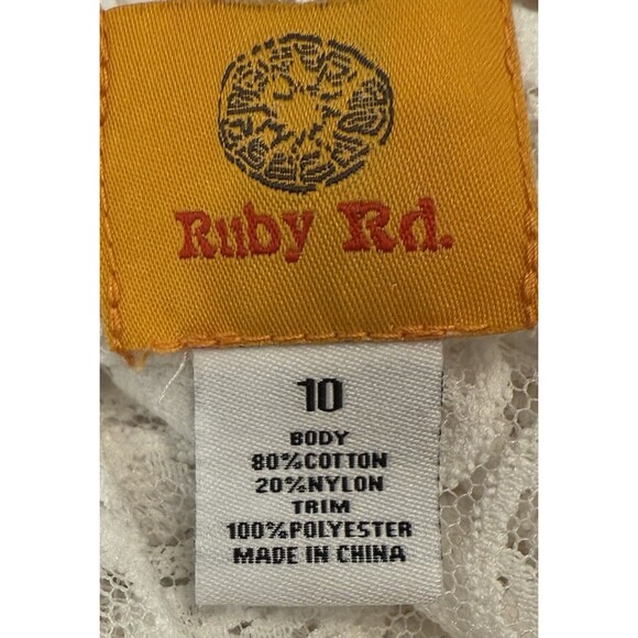 Ruby Rd. Women’s 10 White Lace Zip Jacket Sheer Long Sleeve Drawstring Hem Boho - Picture 10 of 11